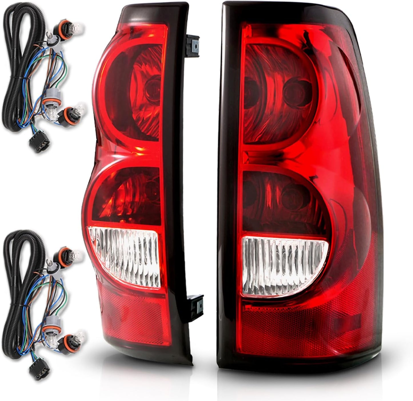 Replacement OE Style Taillights Rear Brake Lamp with Bulb and Harness Set For 2003-2006 Chevy Silverado - OHMU