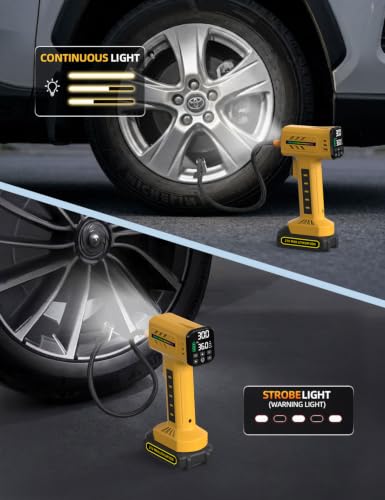 21V Cordless Tire Inflator, 160 PSI Portable Air Compressor for Car Tires