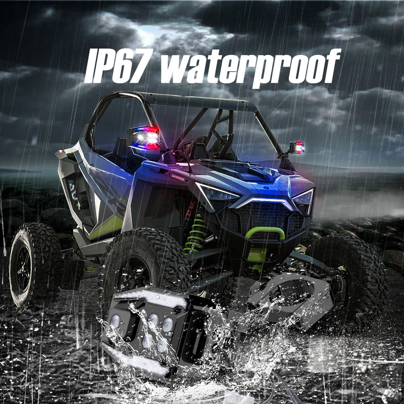 Upgraded Side Mirror Light for ATV UTV fit 1.5-2.5 inch roll cage - OHMU