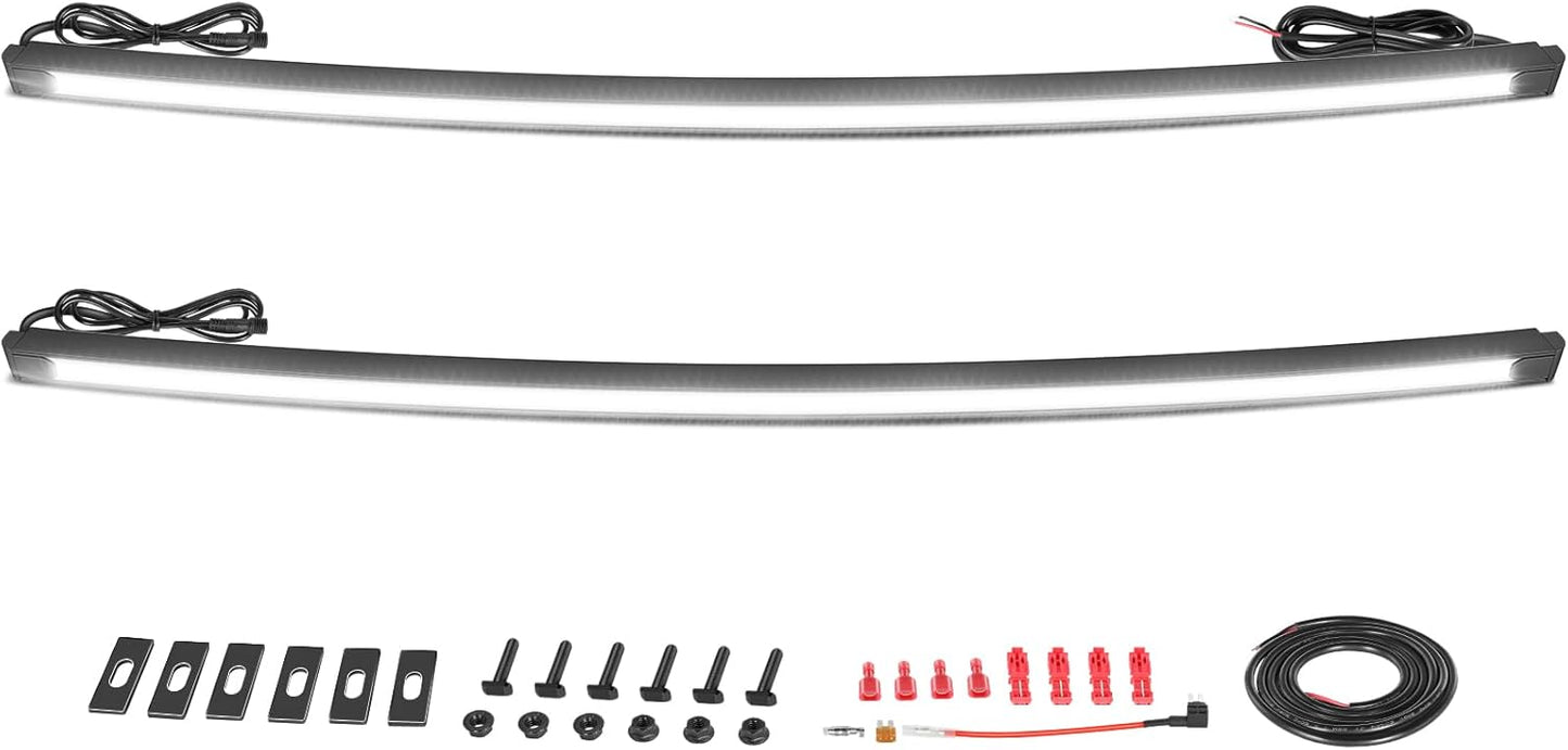 LED Grille Lights for Ford, Niking Auto 2Pcs 37'' DRL Front Grille Accent Curved Bar Light Kits for 2017-2022 Ford F250/ F350 Super Duty Truck LED Neon Grille Lights 12V