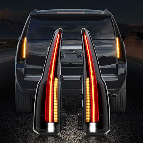 Full LED Tail Lights for GMC Yukon 2015–2020, Plug & Play, Amber Turn Signal, Driver & Passenger Sides, Smoked