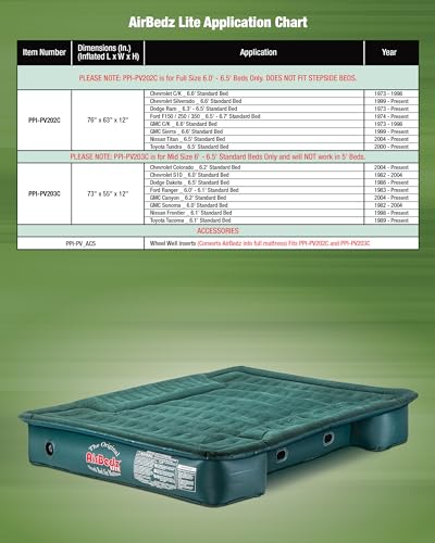 Full Size, Short 6'-6.5' Truck Bed Air Mattress with DC Corded Pump - OHMU