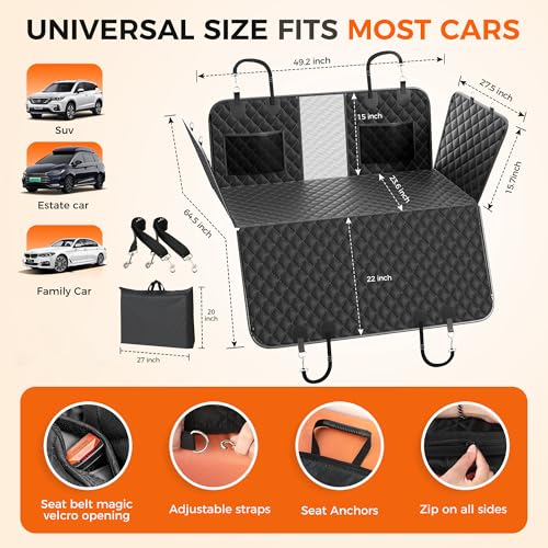 Dog Car Seat Cover for Back Seat with Mesh Window and Storage Pocket for Car SUV - OHMU