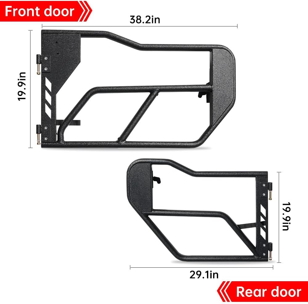 For Jeep Wrangler JL JLU/Gladiator JT 4-Doors 2018-2024 Tube Doors with Side View Mirror 4-piece set Off Road Summer Trail Adventure
