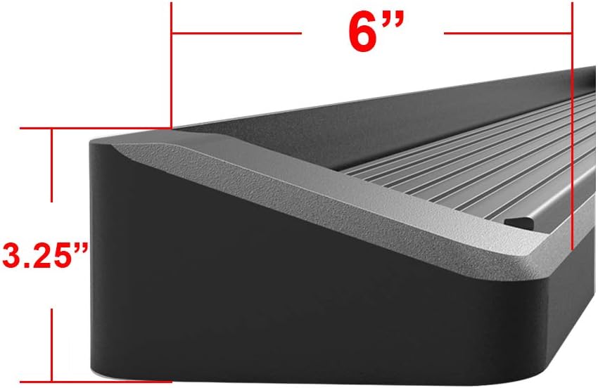 APS Running Boards 6in Black Compatible with Chevy Silverado GMC Sierra Crew Cab 19-25