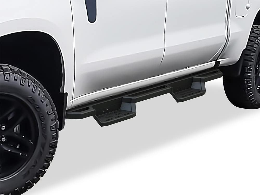 APS 304 Stainless Steel 6.5in Nerf Bars Pocket Steps Square Tube Rocker Guards Compatible with Chevy Silverado GMC Sierra Crew Cab 19-25