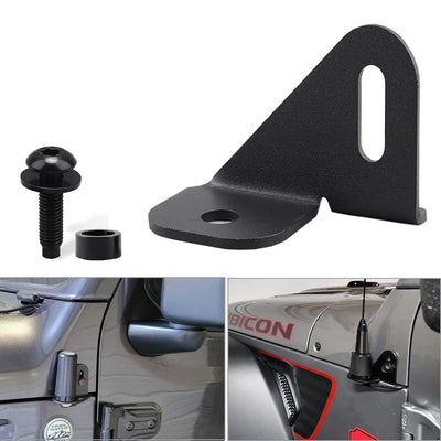 JL Antenna Mount Driver Side CB Antenna Mount Radio Driver's Side Mounting Bracket Front Driver Near The Hood Side CB Holder Compatible with Jeep Wrangler JL JLU & Jeep Gladiator JT 2018-2023