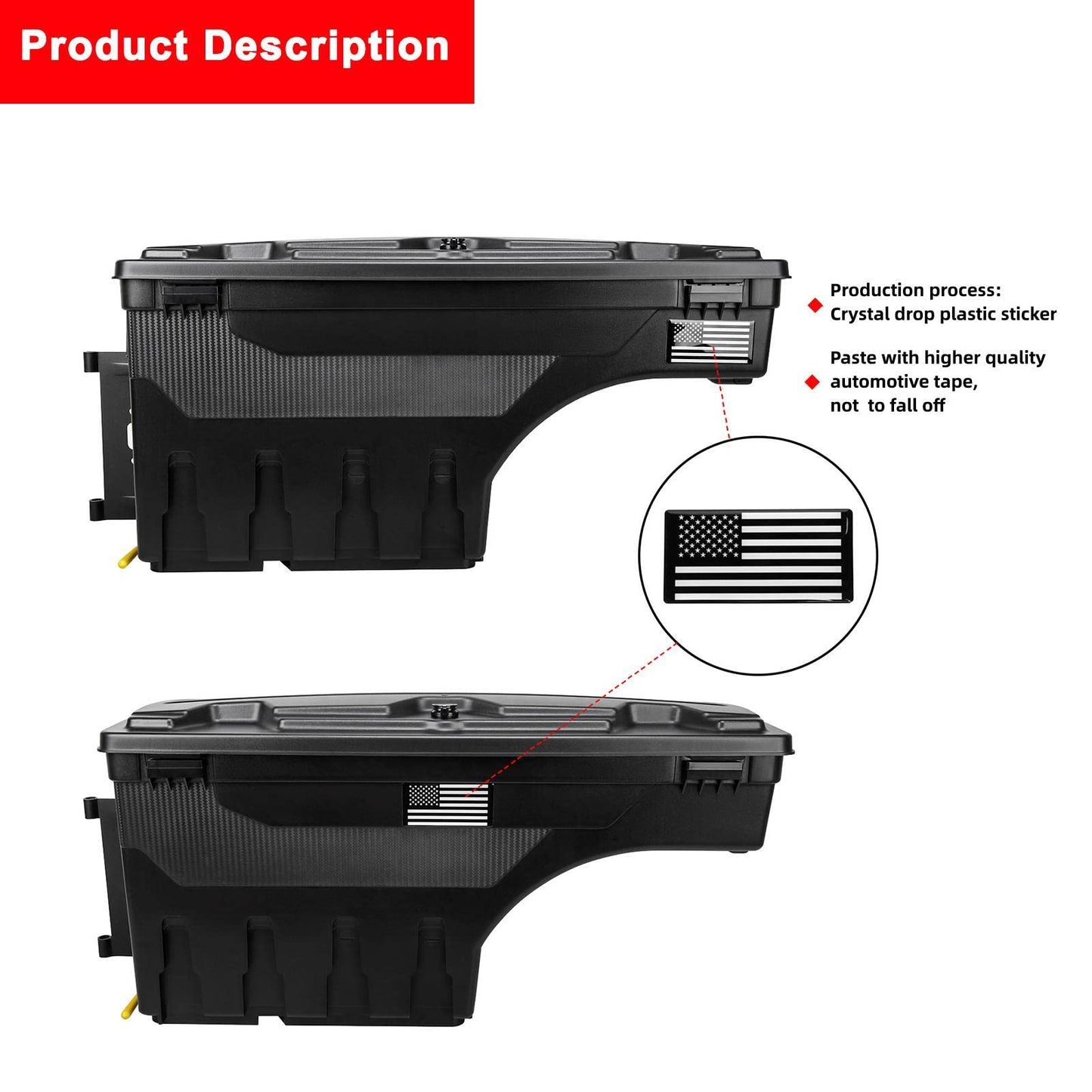 Lockable Truck Bed Storage Box with Password Padlock For 2019-2023 Dodge Ram 1500 2500 (No Fit 1500 Classic Model)