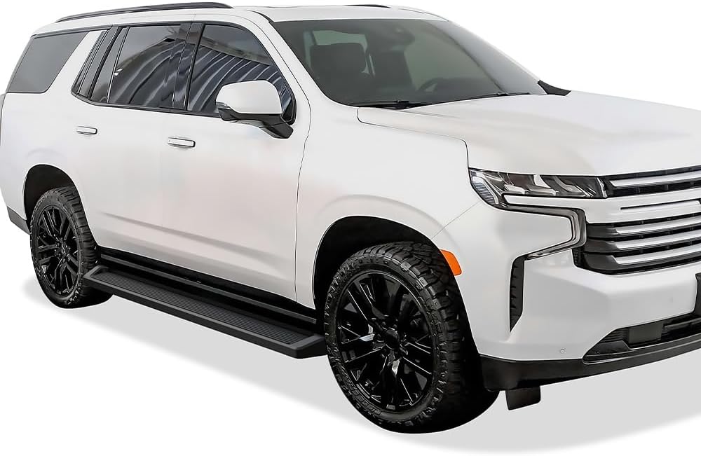 APS Running Boards Bars Compatible with Chevy Tahoe 2021-2025 4-Door & GMC Yukon 2021-2025 4-Door (Exclude Yukon XL) (Black Powder Coated Running Board Style)