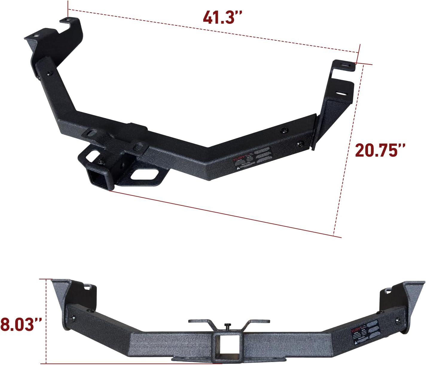 Trailer Hitch Black Steel Compatible with 99 00 01 02 03 04 05 06 07 08 09 10 11 12 13 Chevrolet Silverado 1500 2500 3500 and GMC Sierra 1500 2500 3500 w/2” Hitch Receiver