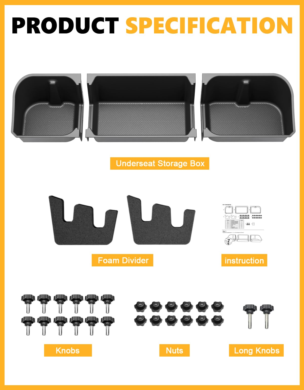 Rear Underseat Storage Box for 2019-2026 Chevy/GMC 1500 & HD - Double/Crew Cab