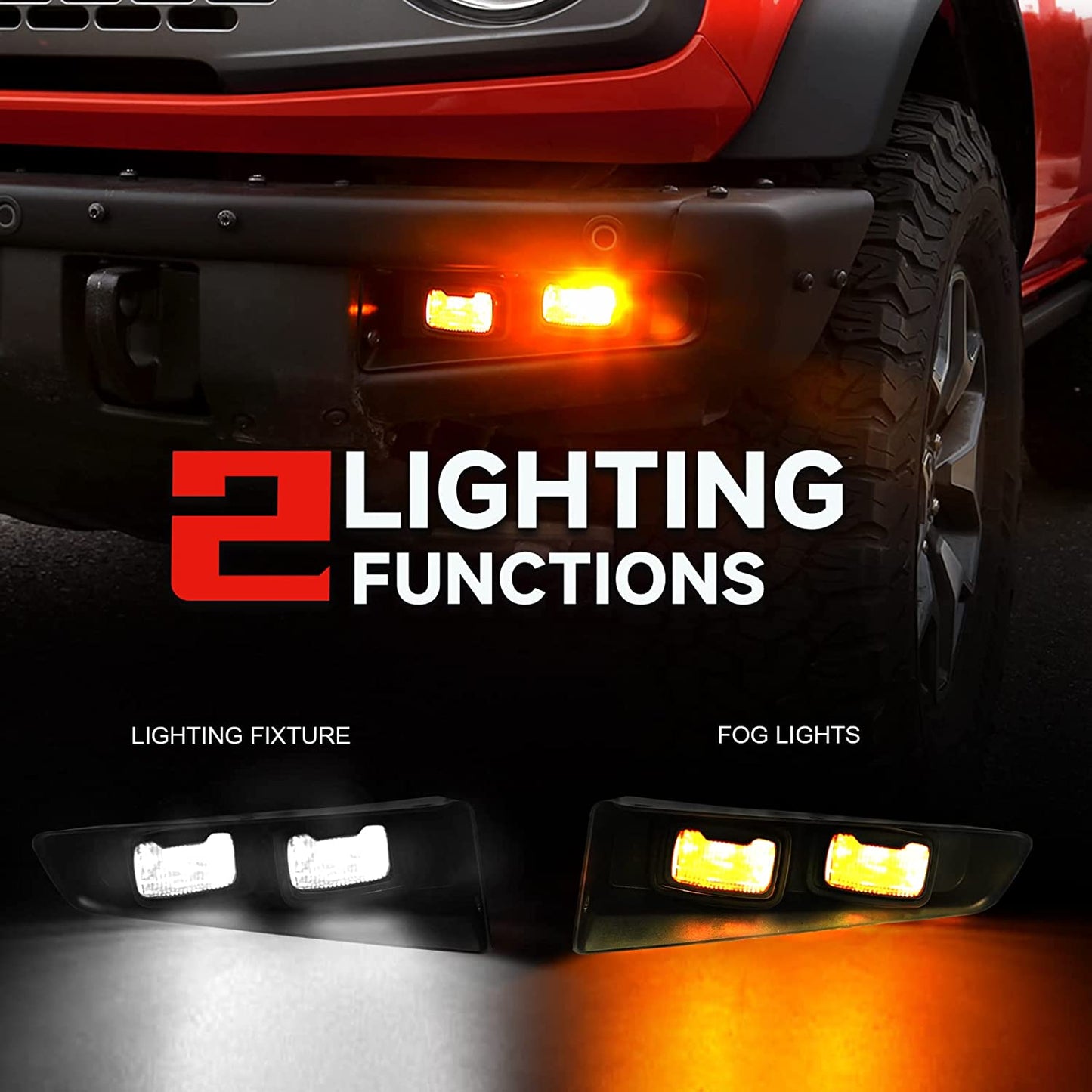 Upgraded Raptor Style Fog Light Assemblies for Ford Bronco Fit Bronco Switches 2021 2022 2023 With Remote Wiring Harness
