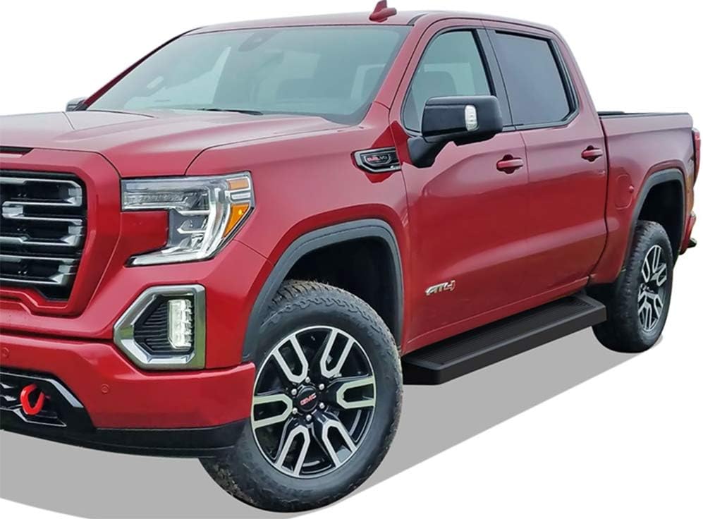 APS Running Boards 6in Black Compatible with Chevy Silverado GMC Sierra Crew Cab 19-25