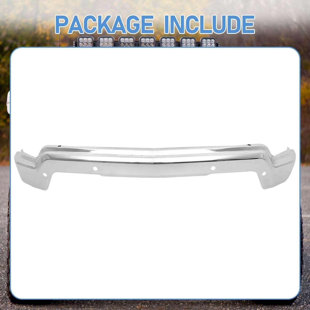 KPJYATUO Chrome Front Bumper Face Bar Compatible with 2022 2023 2024 Silverado 1500hd Chrome Iron Front Bumper W/Sensor Holes