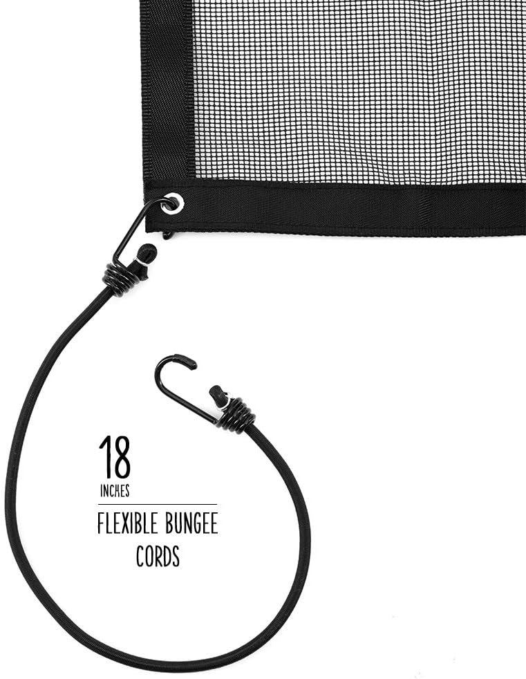 Universal Dog Mesh Car Barrier - Easy Install w/Bungee Cords, A/C Pass-Through & Easy Clean