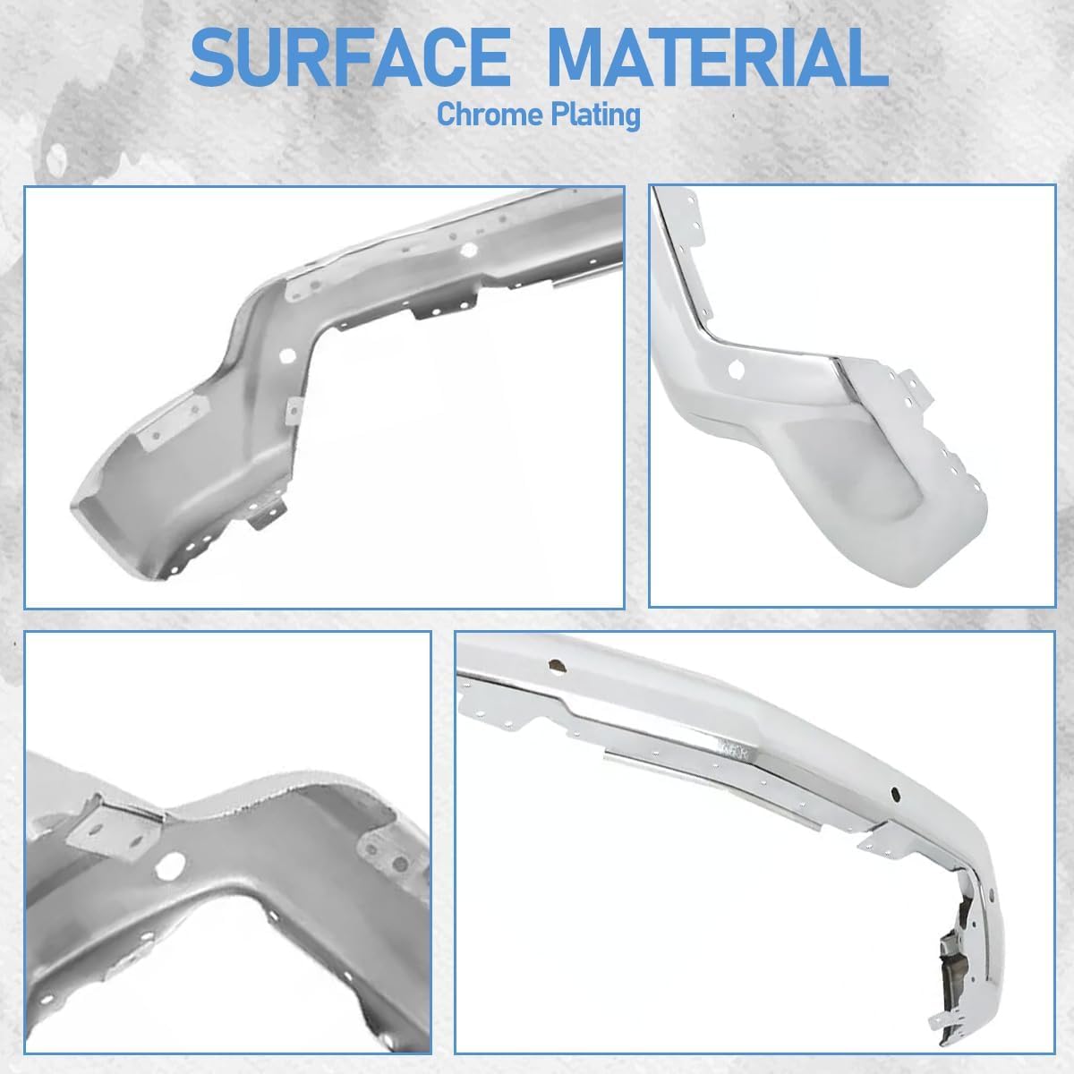 KPJYATUO Chrome Front Bumper Face Bar Compatible with 2022 2023 2024 Silverado 1500hd Chrome Iron Front Bumper W/Sensor Holes