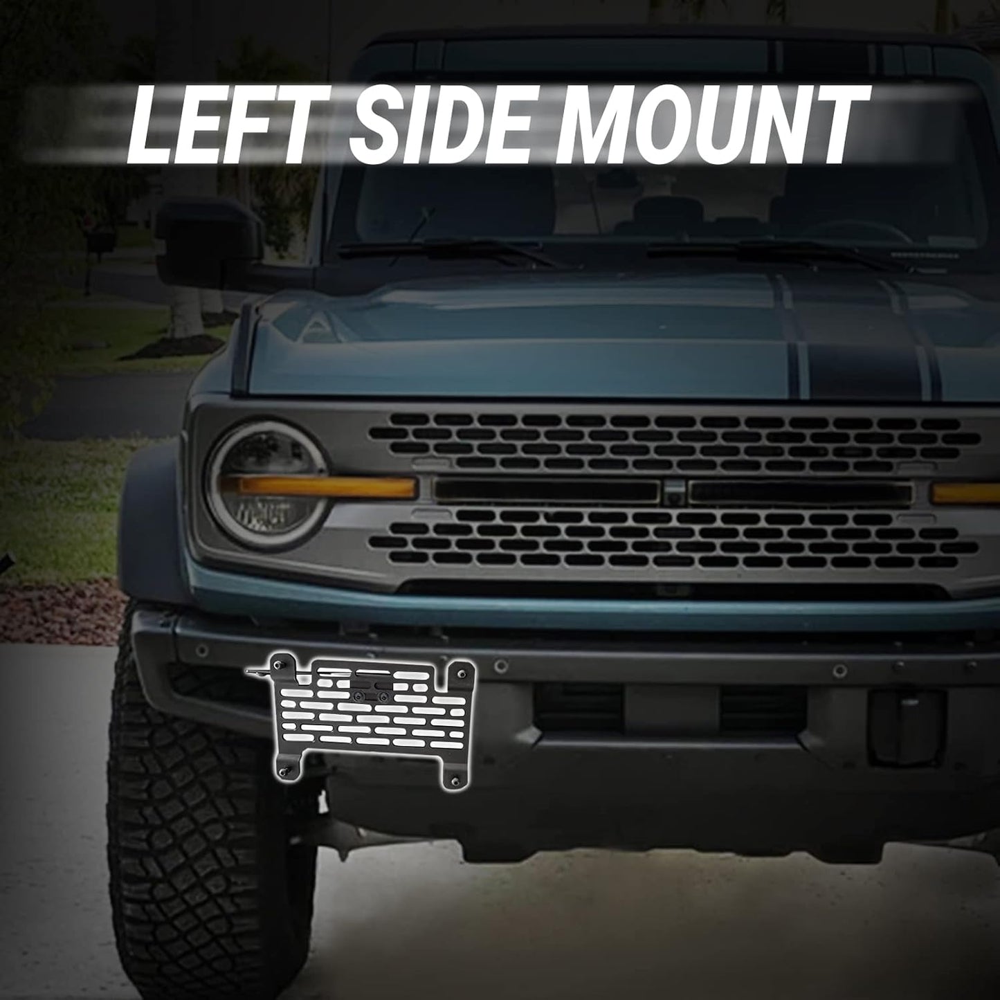 Bronco License Plate Holder 2021-2024, Front Plate Frame for Modular Steel Bumper Compatible with Bronco Accessories 2024-2021 6th Gen. Durable and Stylish License Plate Mount