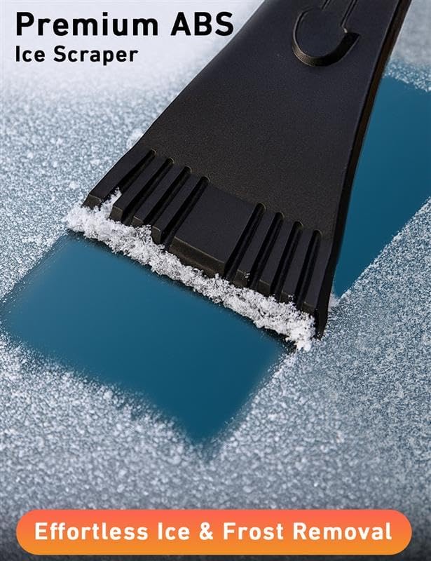 27" Aluminum Ice Scraper & Snow Brush with Ergonomic Grip (Orange)
