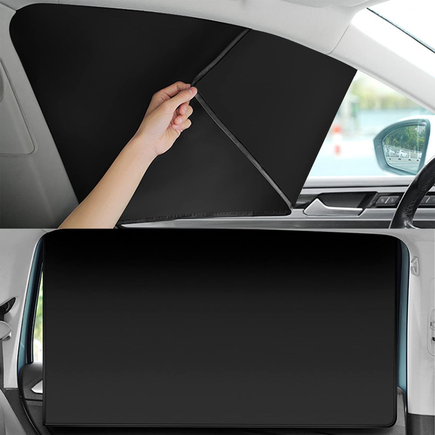 Car Window Sun Shades, Universal Interior, Double-Sided Black (4pcs)