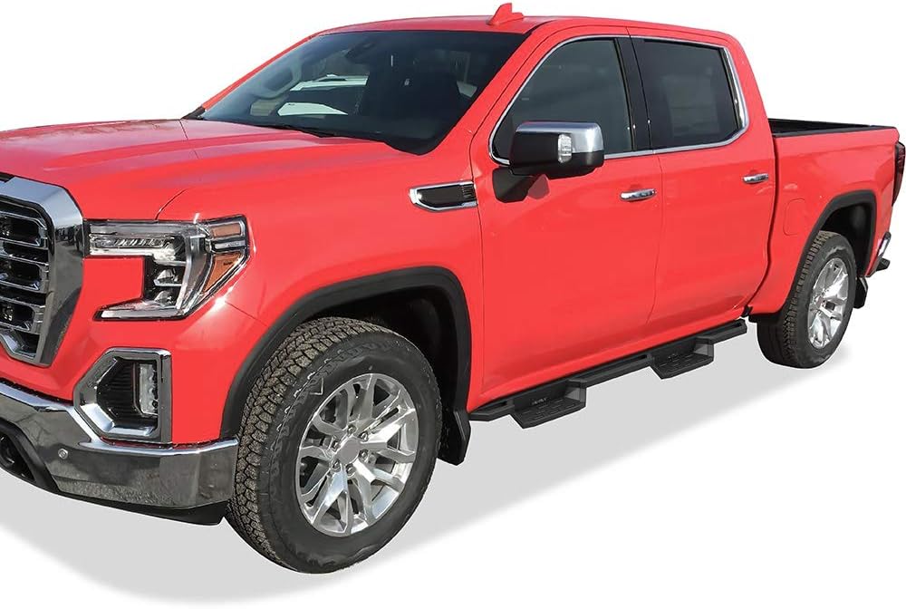 APS 304 Stainless Steel 6.5in Nerf Bars Pocket Steps Square Tube Rocker Guards Compatible with Chevy Silverado GMC Sierra Crew Cab 19-25