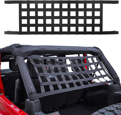 Mesh Roof Cargo Hammock for 1987-2024 Jeep Wrangler & Gladiator JT (Black)