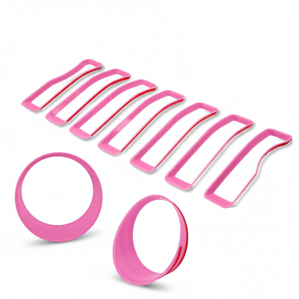 Pink Grille & Headlight Trim Set (9 PCS) for Jeep Wrangler JL 2018-2023