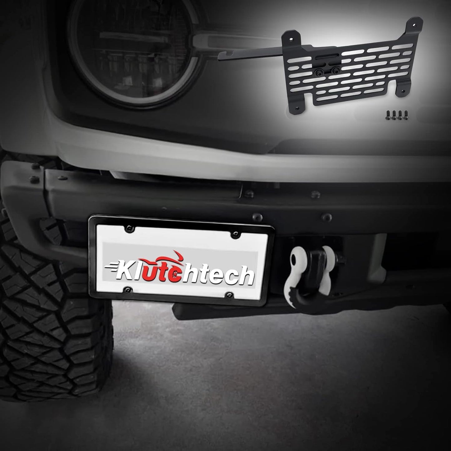 Bronco License Plate Holder 2021-2024, Front Plate Frame for Modular Steel Bumper Compatible with Bronco Accessories 2024-2021 6th Gen. Durable and Stylish License Plate Mount