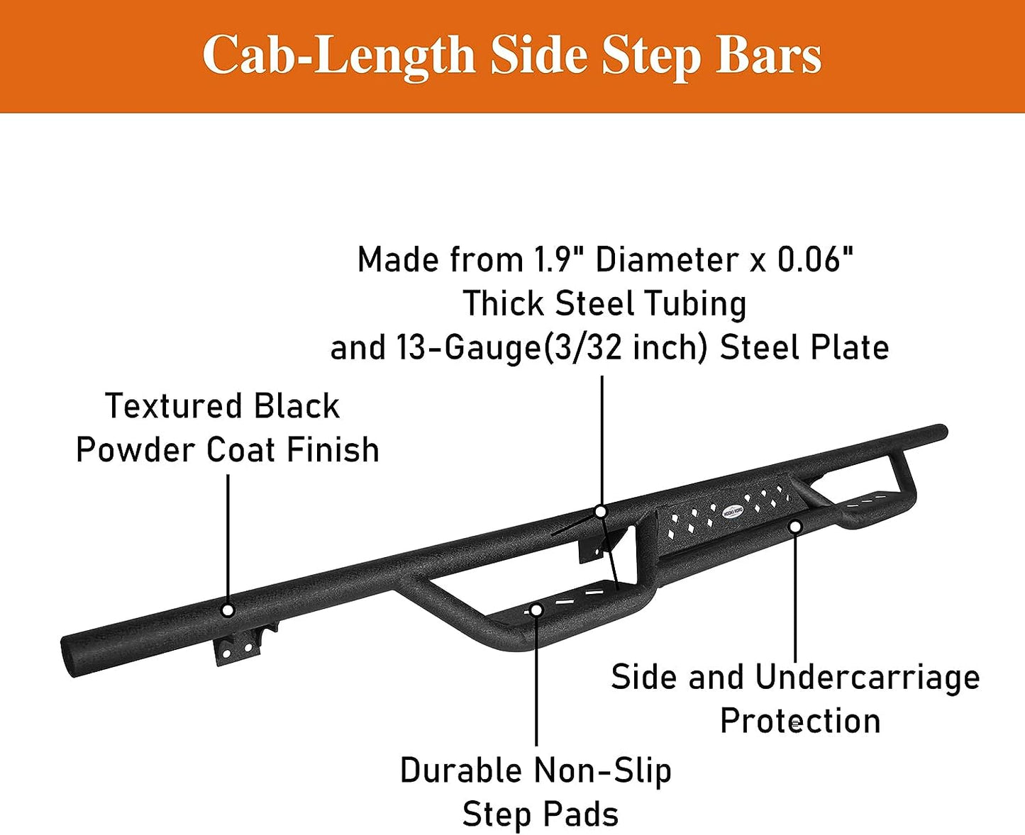 6.9" Drop Down Side Step Bars Running Boards for Jeep Gladiator JT 2020 2021 2022 2023 2024 - OHMU