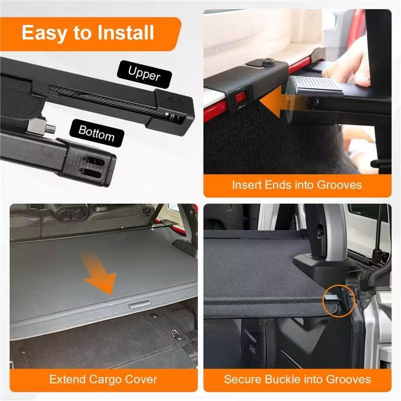 Cargo Cover for 2018-2023 Wrangler JL JLU 4 Door/Hard Top