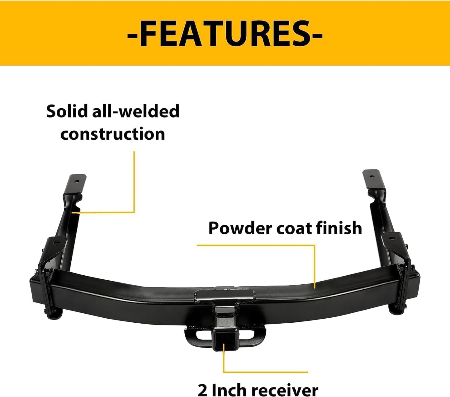 ECOTRIC Class 5 Trailer Tow Hitch W/2-Inch Receiver Compatible with Chevrolet Silverado GMC Sierra 2500HD 3500HD 2001-2010 Replacement for 41944