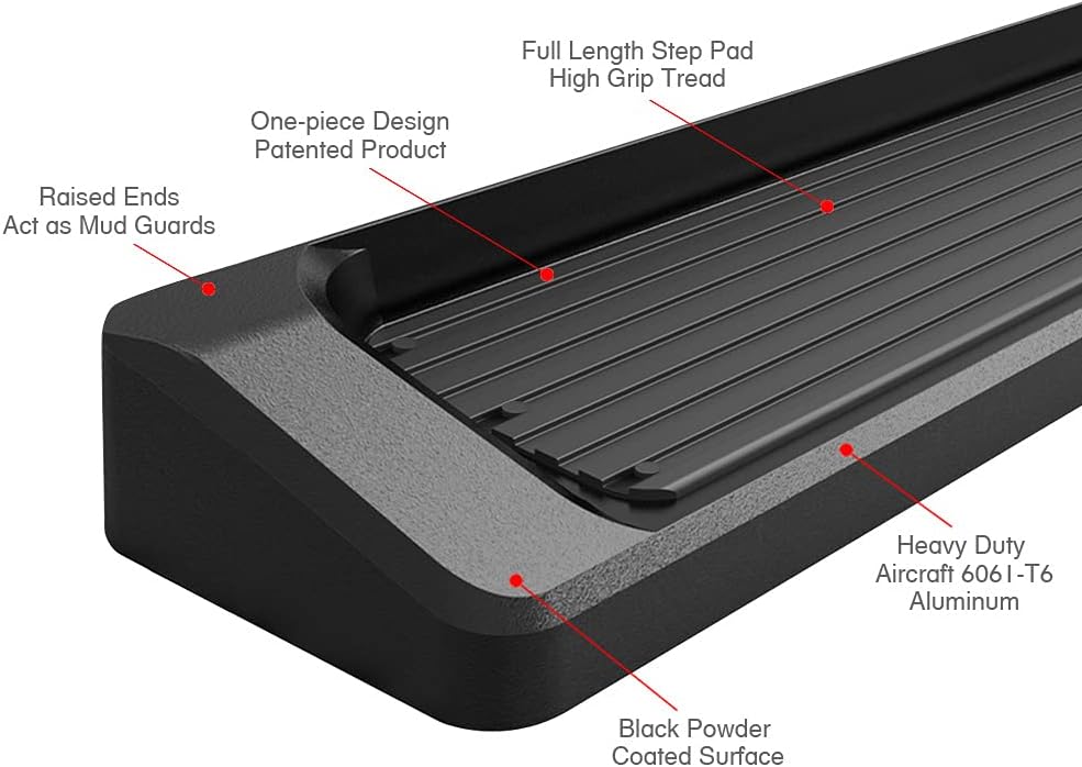 APS Running Boards Bars Compatible with Chevy Tahoe 2021-2025 4-Door & GMC Yukon 2021-2025 4-Door (Exclude Yukon XL) (Black Powder Coated Running Board Style)
