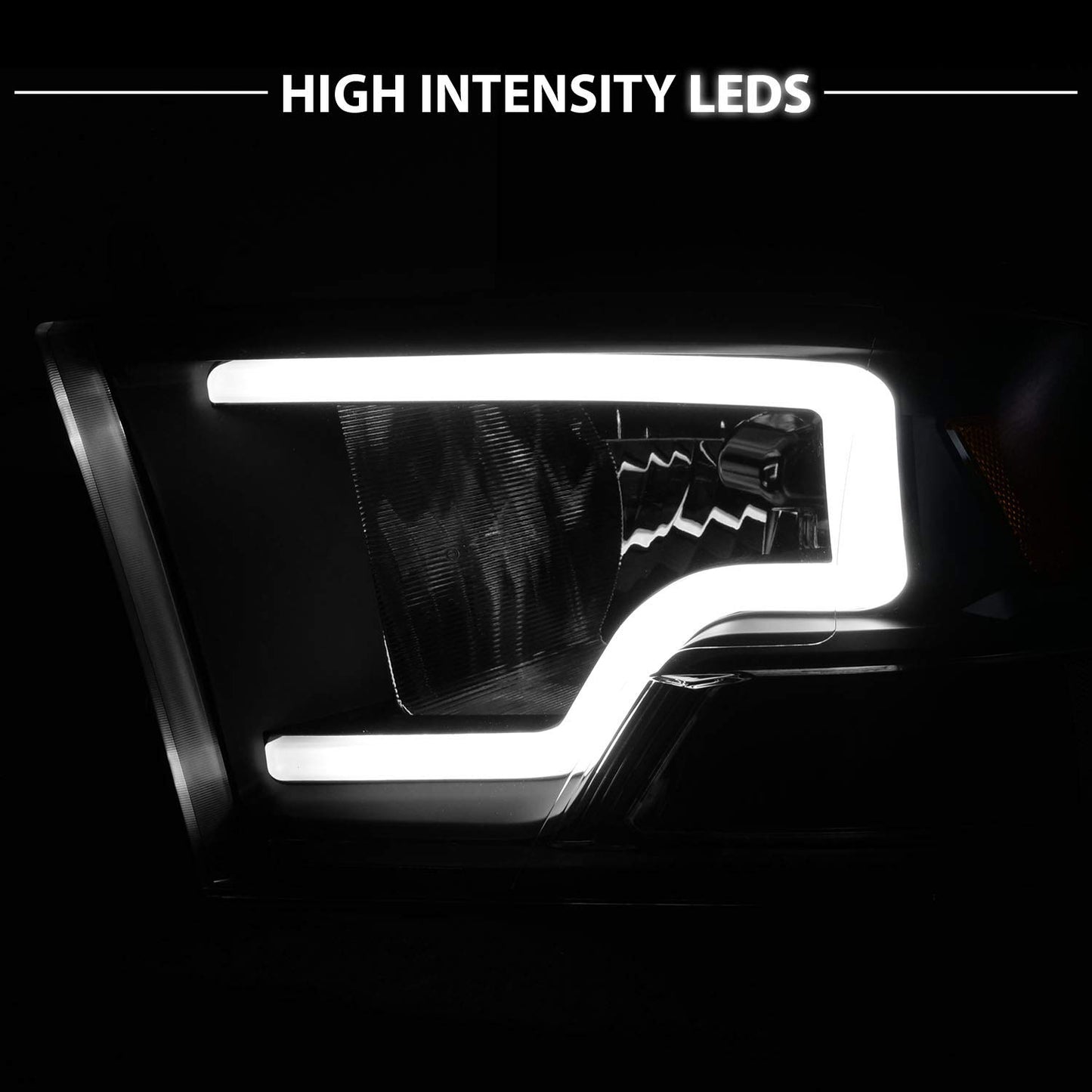 Black LED Bar Headlights for 2009-2018 Dodge Ram 1500/2500/3500 (Pair) - Includes Bulbs