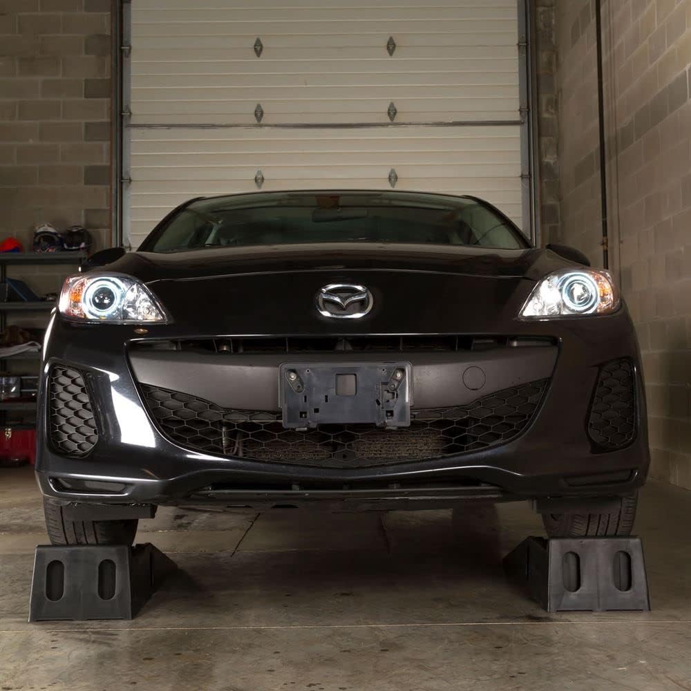 A Pair Plastic Car Service Ramps - 10,000 lbs Capacity Lifts Vehicles 6.25" H - OHMU