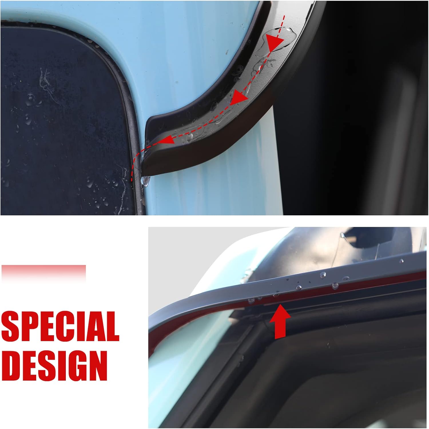 Mabett Window Visor Rain Guard for Ford Bronco 2021 2022 2023 2024 Accessories 4-Door Protect from Raindrops Sound Noise Sun Rays (4PCS)