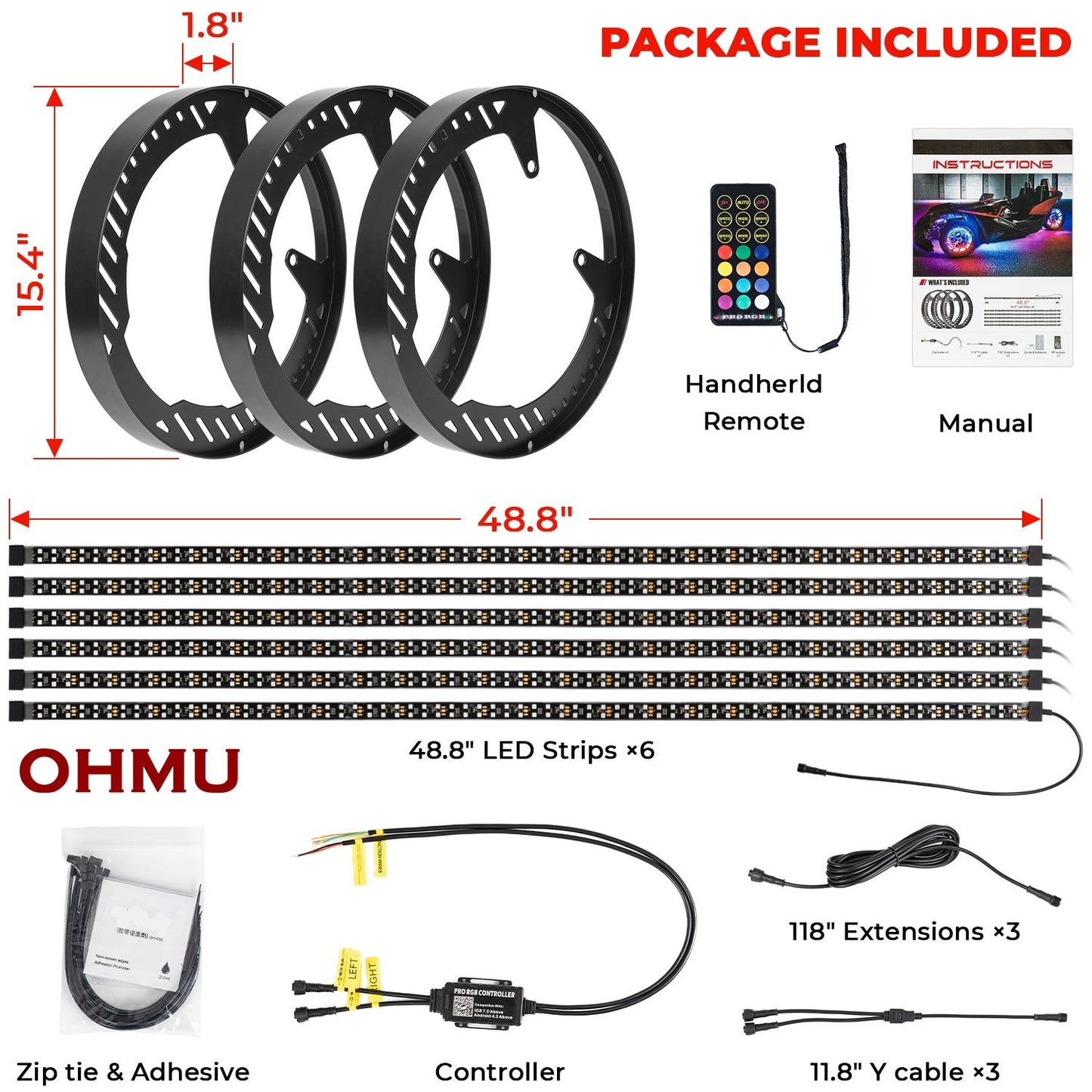 RGB Chasings Wheel Ring Lights for all Polaris Slingshot Models 2015-2022 2023 2024+ - OHMU
