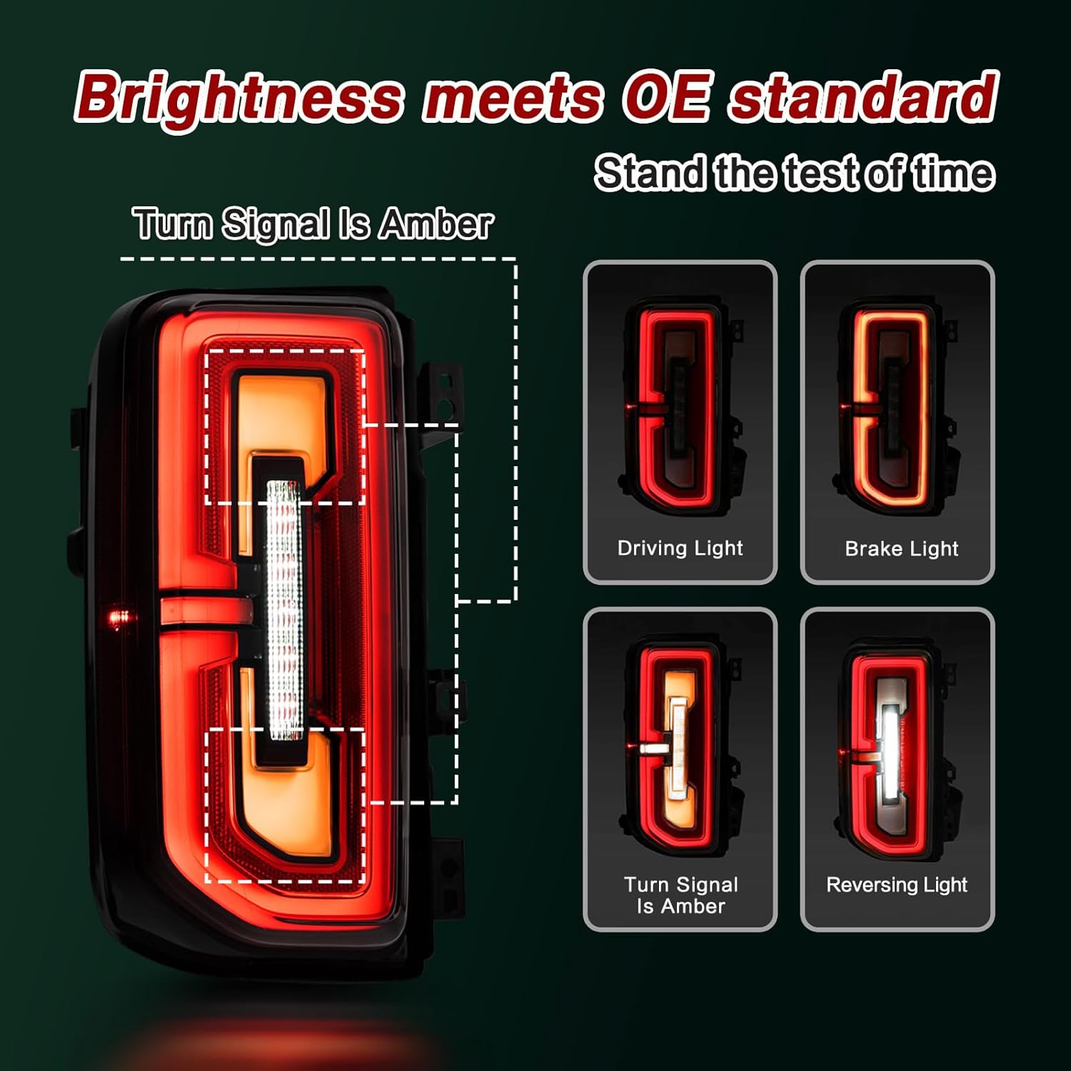 LED Tail Lights Assembly Compatible with 2021 2022 2023 2024 Ford Bronco LED Original Model Taillight Rear Brake Lamp Signal Assembly Partslink:M2DZ13405B(Left Driver Side)