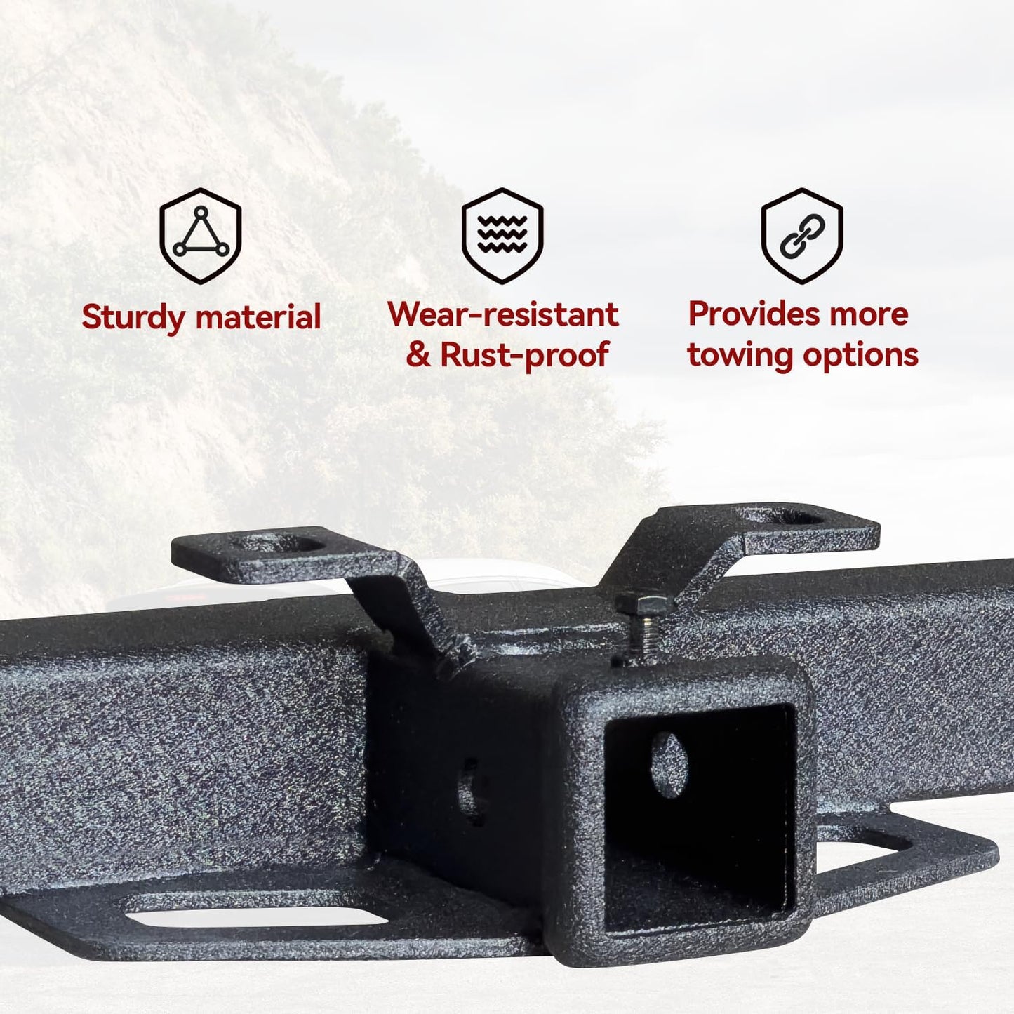 Trailer Hitch Black Steel Compatible with 99 00 01 02 03 04 05 06 07 08 09 10 11 12 13 Chevrolet Silverado 1500 2500 3500 and GMC Sierra 1500 2500 3500 w/2” Hitch Receiver