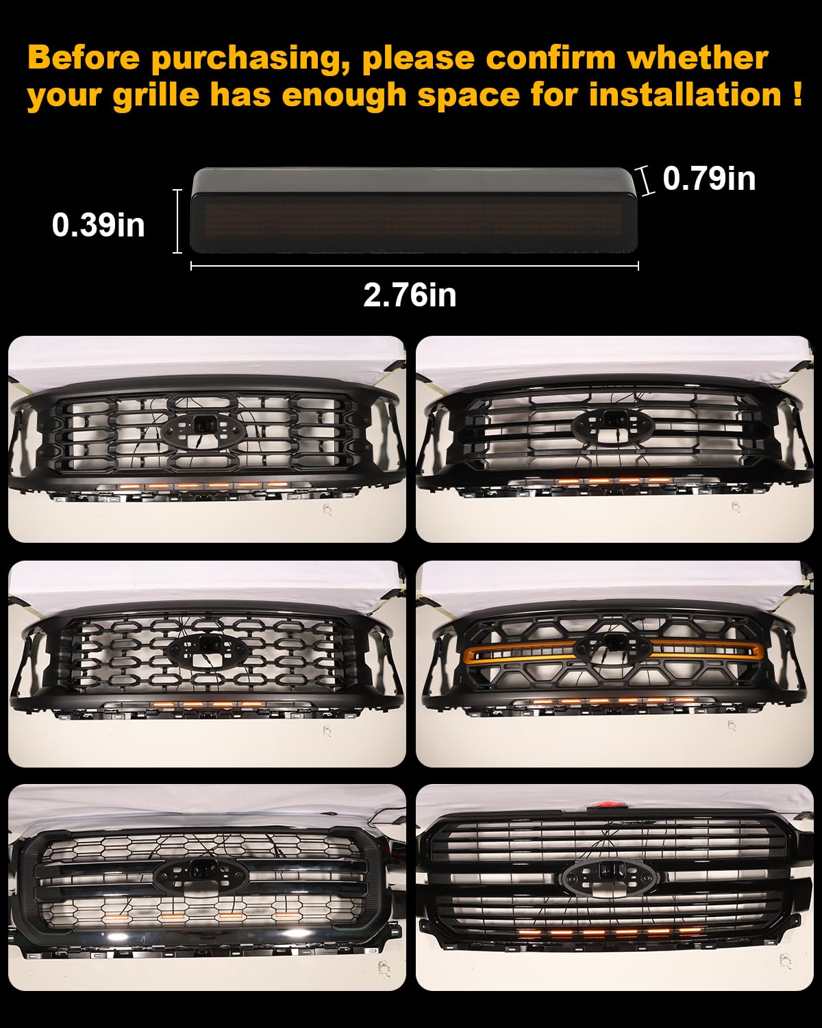 Ford F150 LED Front Grill Lights (2018-2026 Amber, 4-Pack)