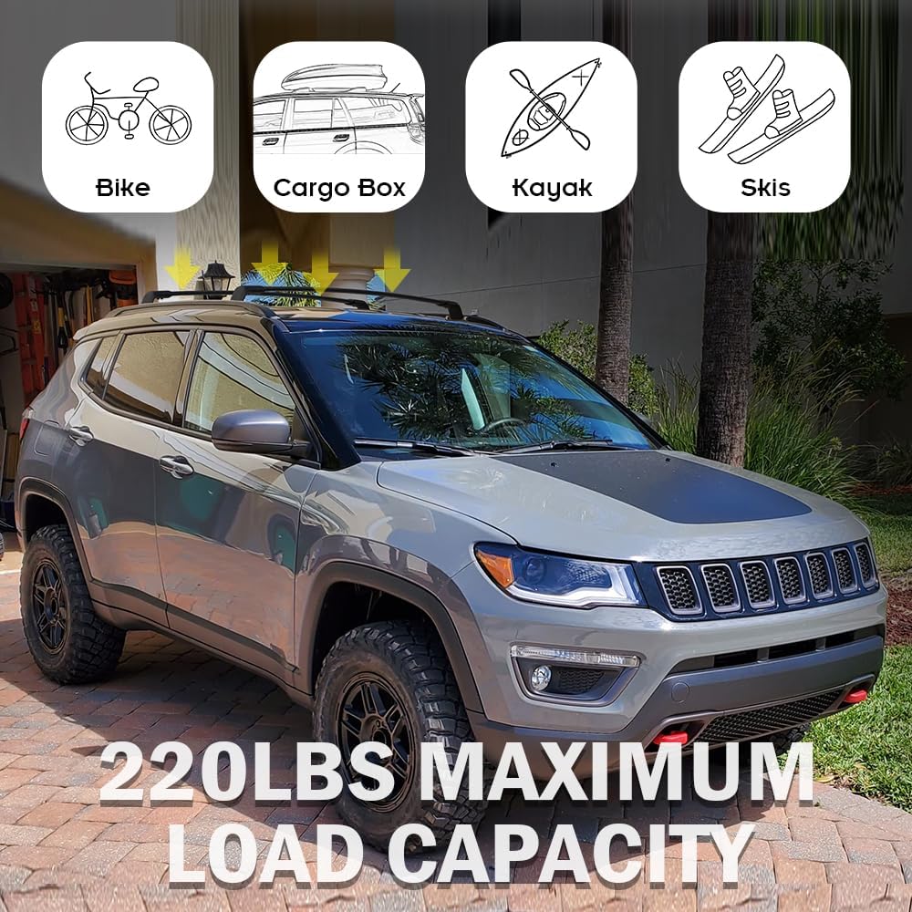 220lbs Cross Bar Roof Rack Fit for Jeep Compass 2018-2025(with Side Roof Rails) - OHMU
