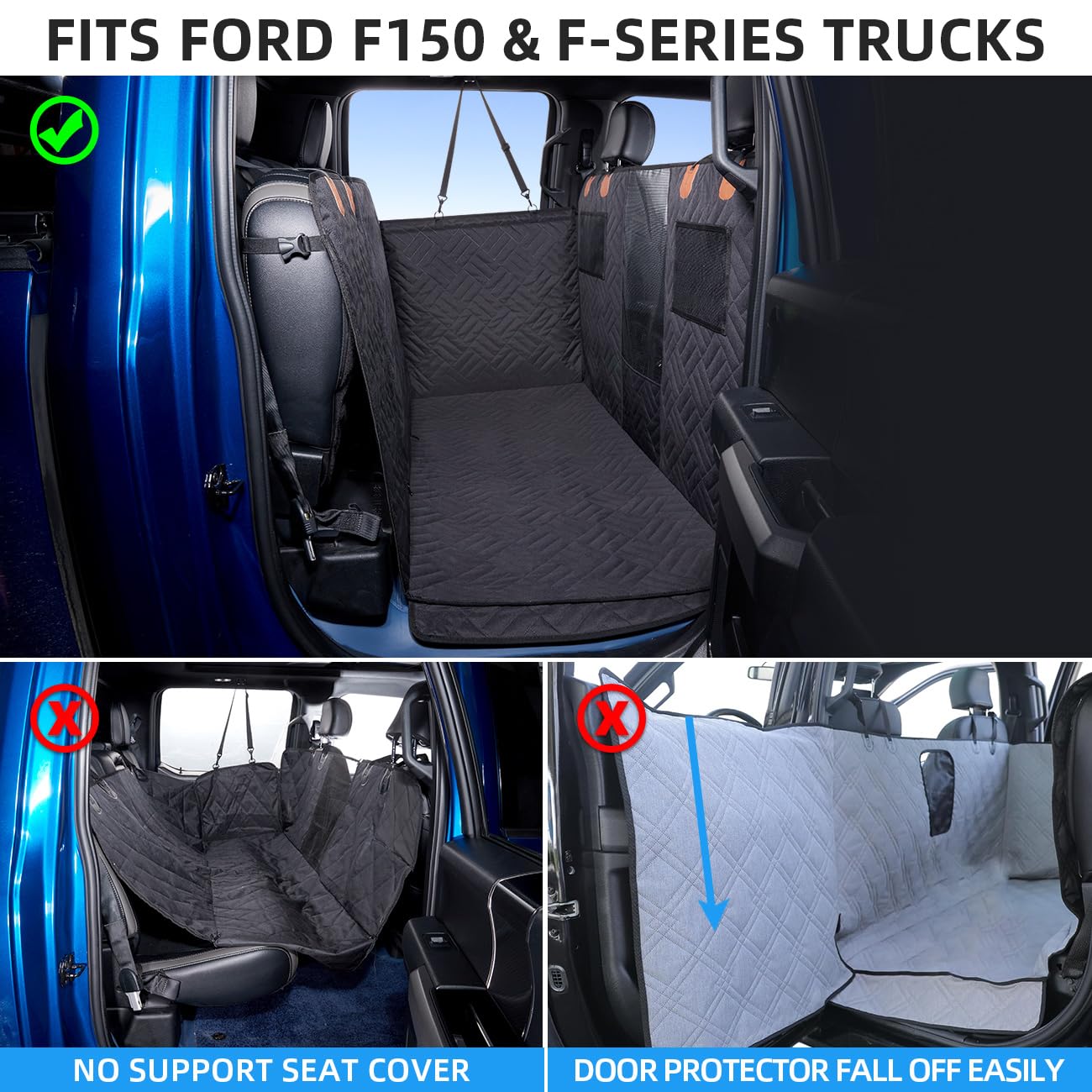Dog Hammock for Truck,Back Seat Pet Cover for Dogs,Back Seat Extender for Truck F150 & F-Series, RAM1500 - OHMU