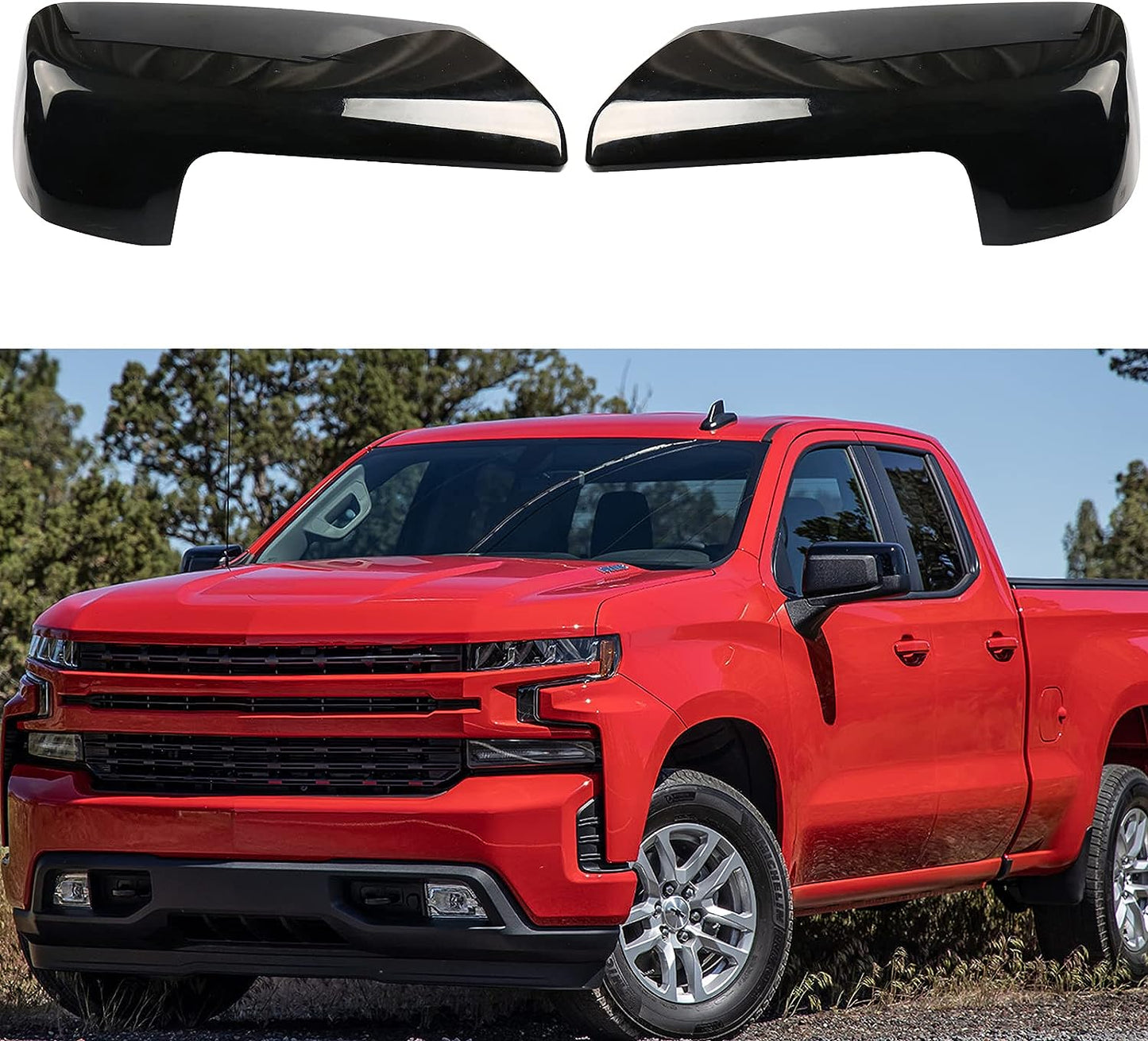 Black Mirror Cap Cover Trim for 2019-2023 Chevy Silverado 1500/GMC Sierra 1500 Accessories - OHMU