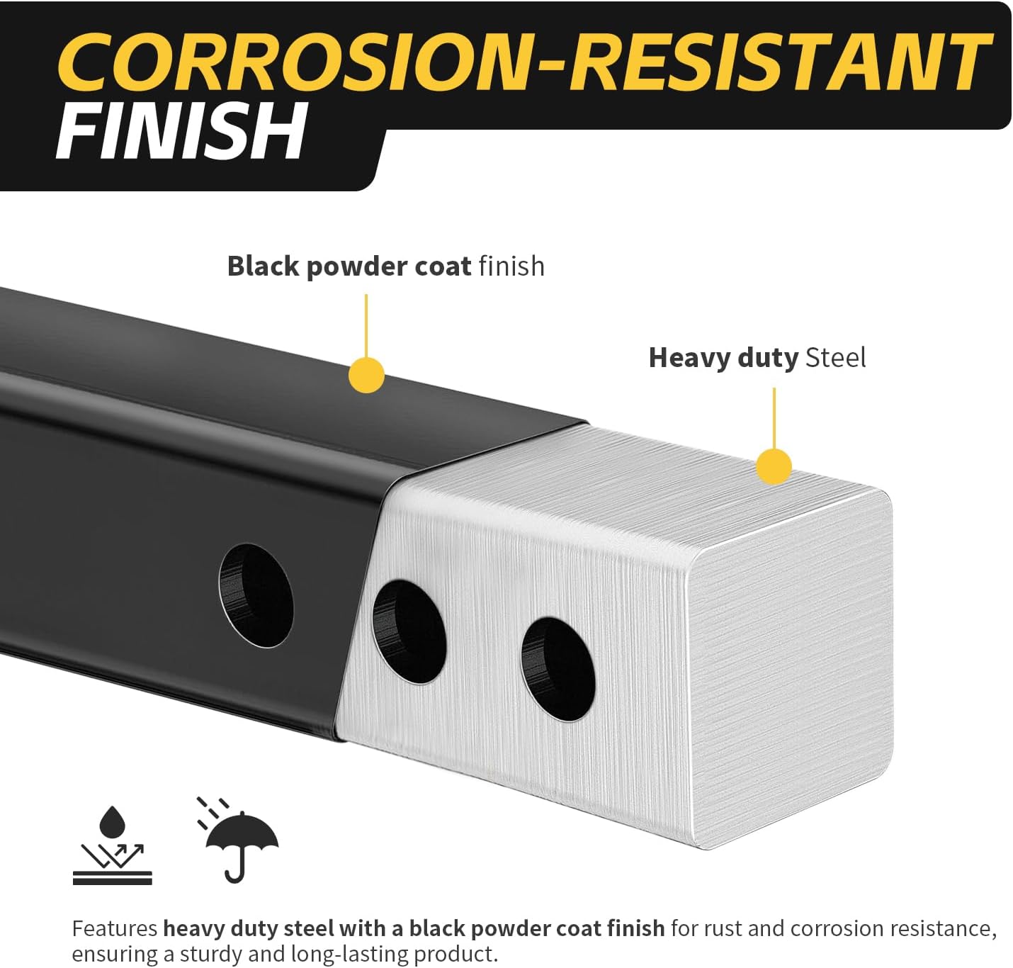6" Rise/Drop Hitch Riser for 2" Receivers - 500 lb Tongue Weight, Solid Steel, Triple Pin Holes (50909)