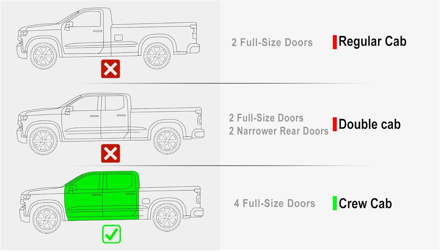 APS Running Boards 6in Black Compatible with Chevy Silverado GMC Sierra Crew Cab 19-25