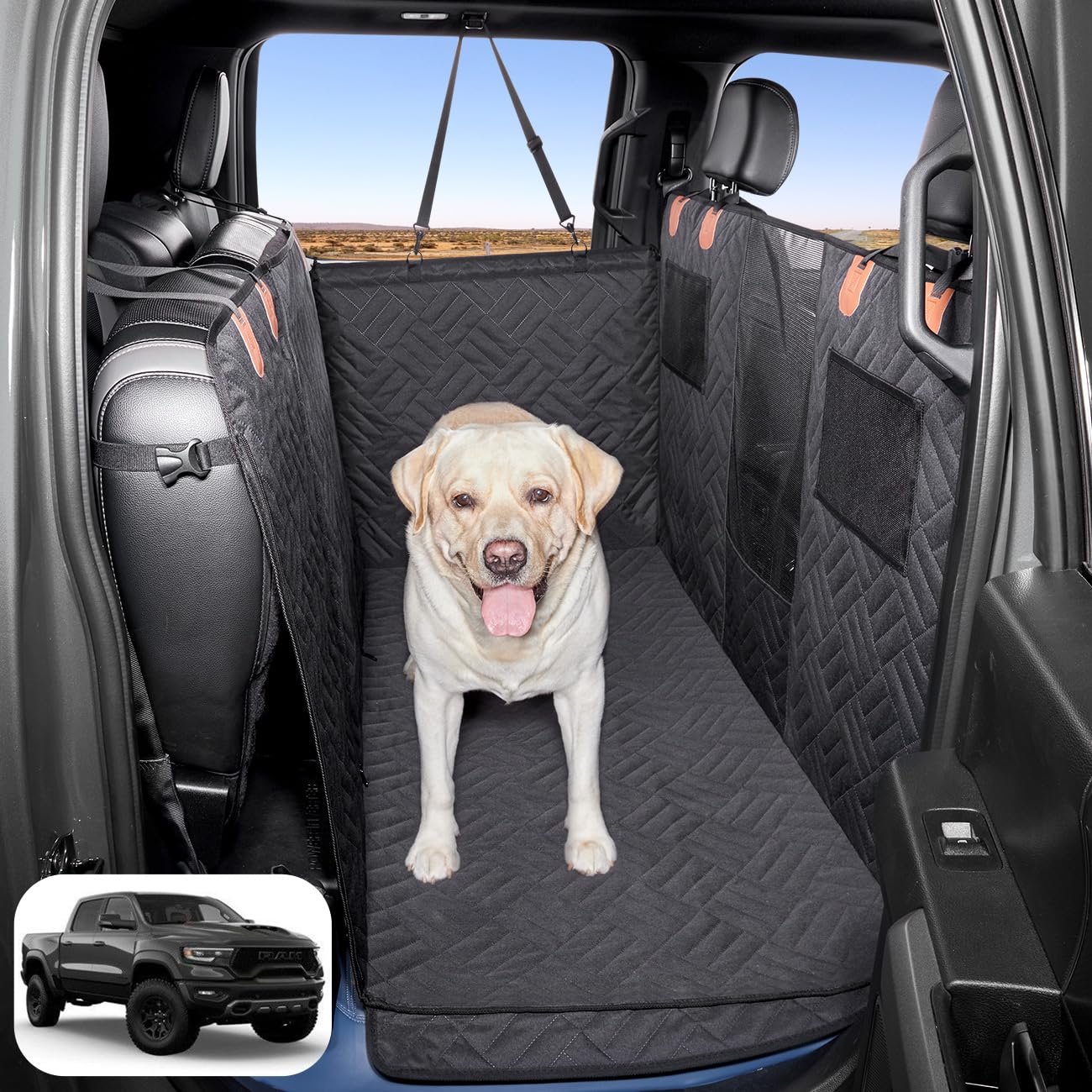 Dog Hammock for Truck,Back Seat Pet Cover for Dogs,Back Seat Extender for Truck F150 & F-Series, RAM1500 - OHMU