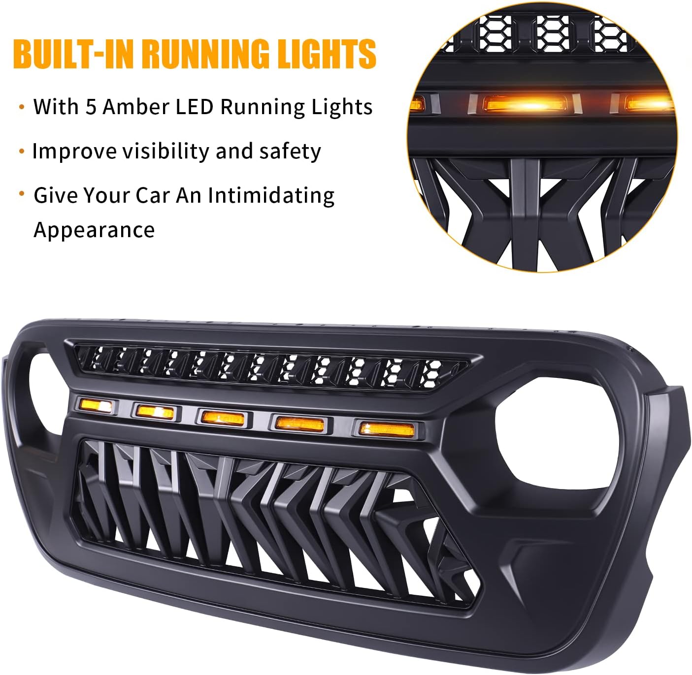 Mesh Grille Front Grill Cover for 2018+ Jeep Wrangler JL JLU JT Gladiator - OHMU