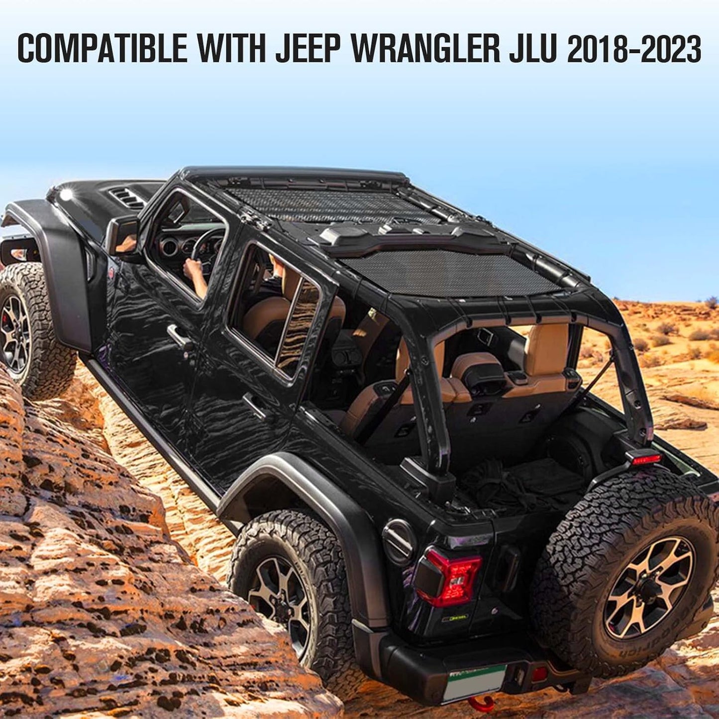 2-Piece Mesh Sun Shade for 2018-2024 Jeep Wrangler JL Unlimited (Front & Rear)