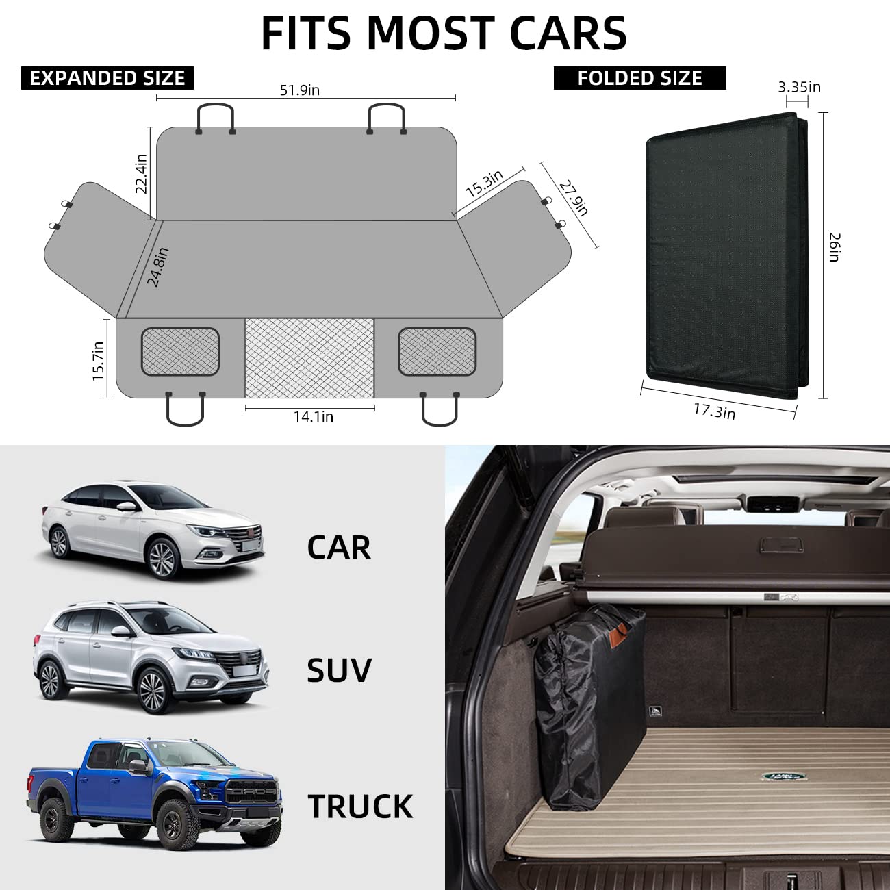Back Seat Extender ,Dog Car Seat Cover, Camping Air Mattress, Hammock Travel Bed,Non Inflatable Car Bed Mattress for Car SUV Truck - OHMU
