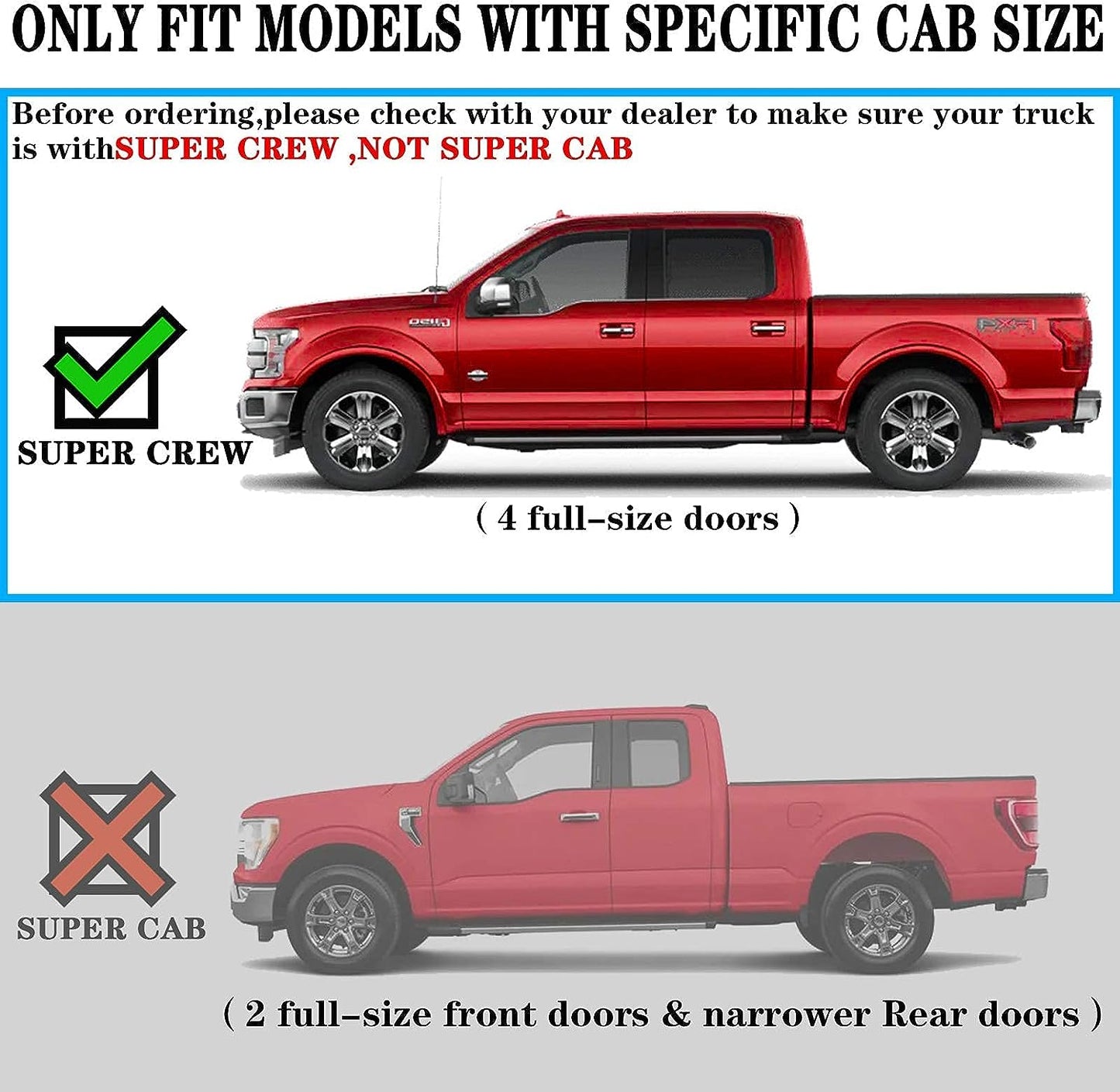 Running Board Nerf Bar Compatible with 15-23 Ford F150 Superduty Crew Cab