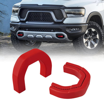 Red Front Tow Hook Covers for 2019-2026 Ram 1500 (Excludes Classic/Warlock/2500/3500)