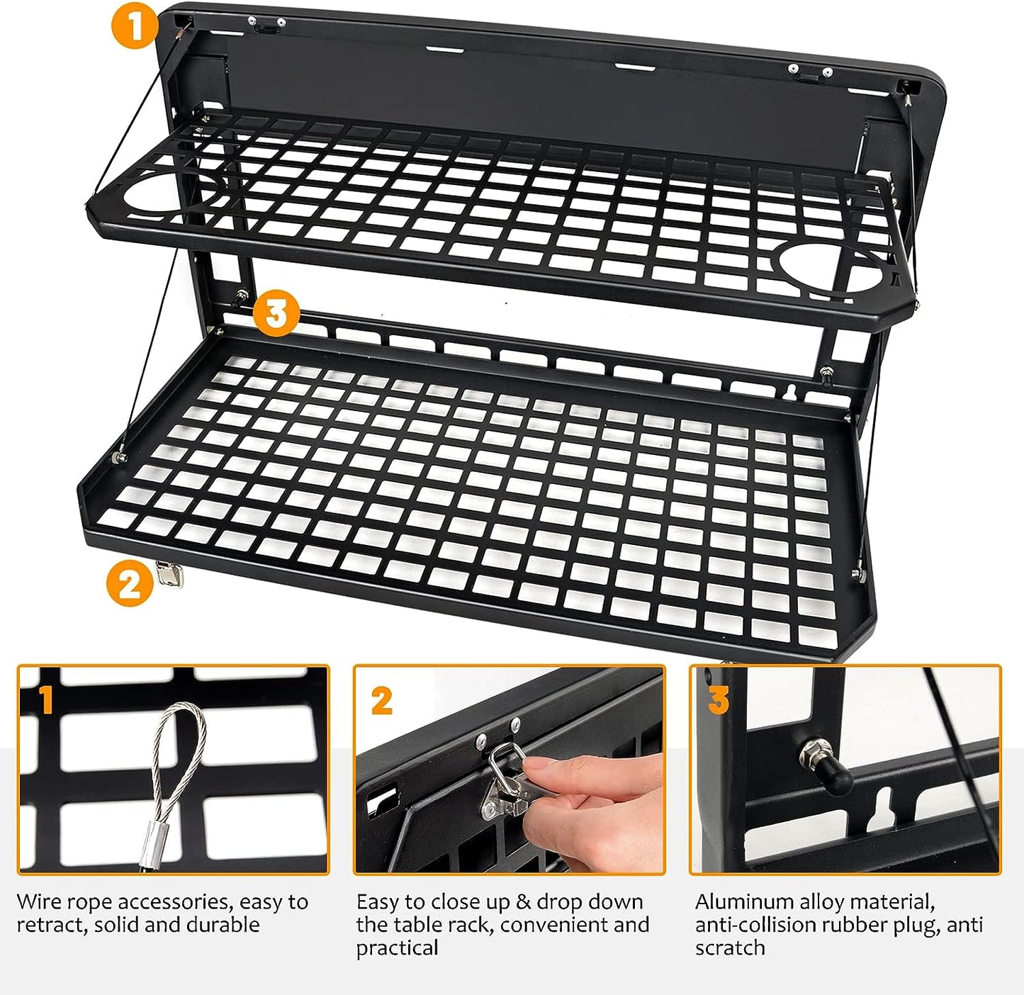2-Tier Rear Camping Cargo Storage Shelf for Ford Bronco 2021 2022 2023 2/4 Doors - OHMU